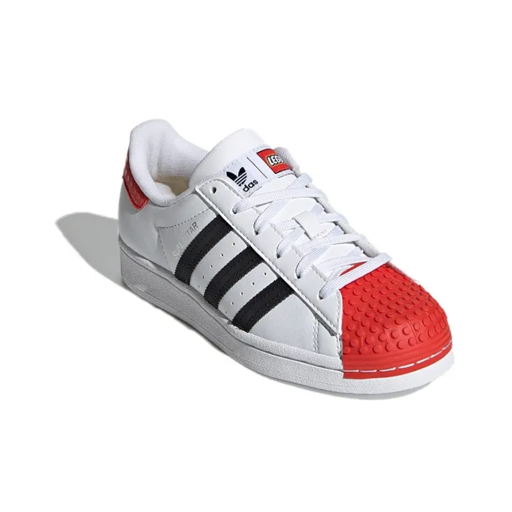 LEGO x Adidas Originals 360 J Abrasion Resistant Low Top Skateboard Shoes White Black Red Teenagers-2