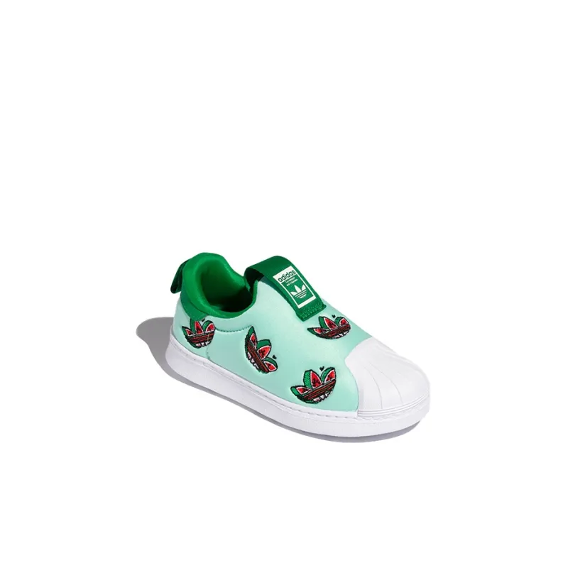 Adidas Originals Superstar Series 360 I Low Top Skateboard Shoes Green White Infant And Toddler-2