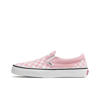 Vans Slip on Slip Resistant Breathable Low Top Kids' Skateboarding Shoes Pink White Teenagers