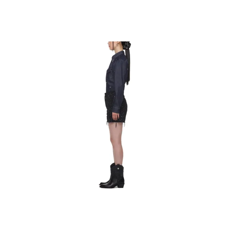 MCM Denim Shorts Women's Black-4