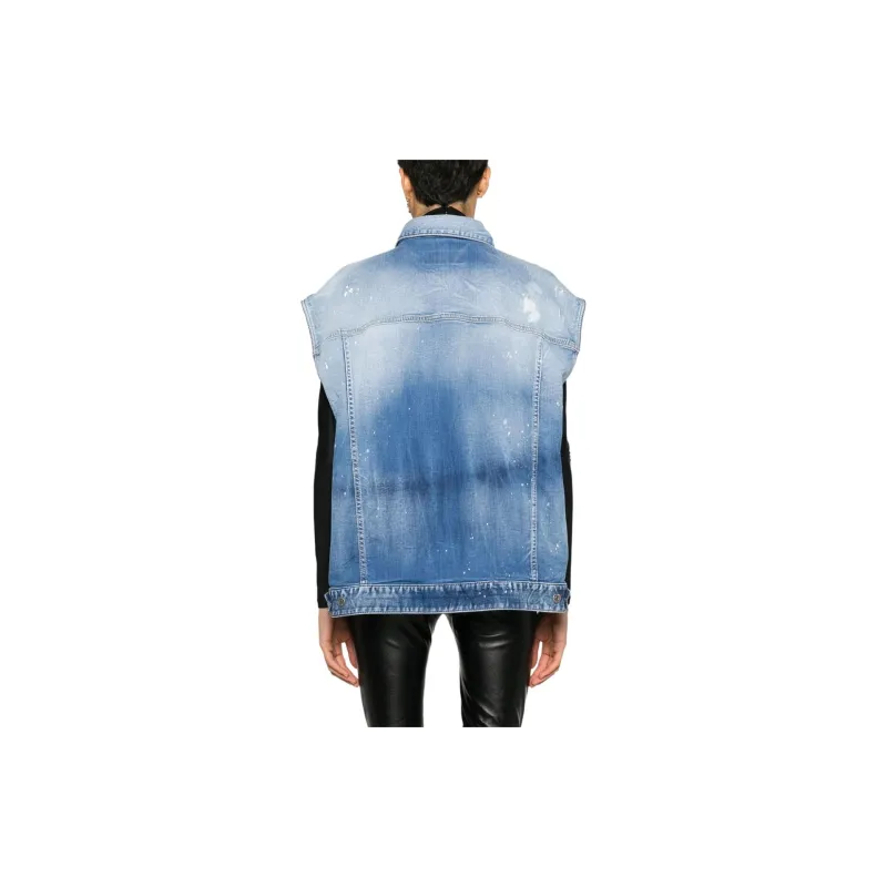 DSQUARED 2 Distressed Oversized Denim Vest-2