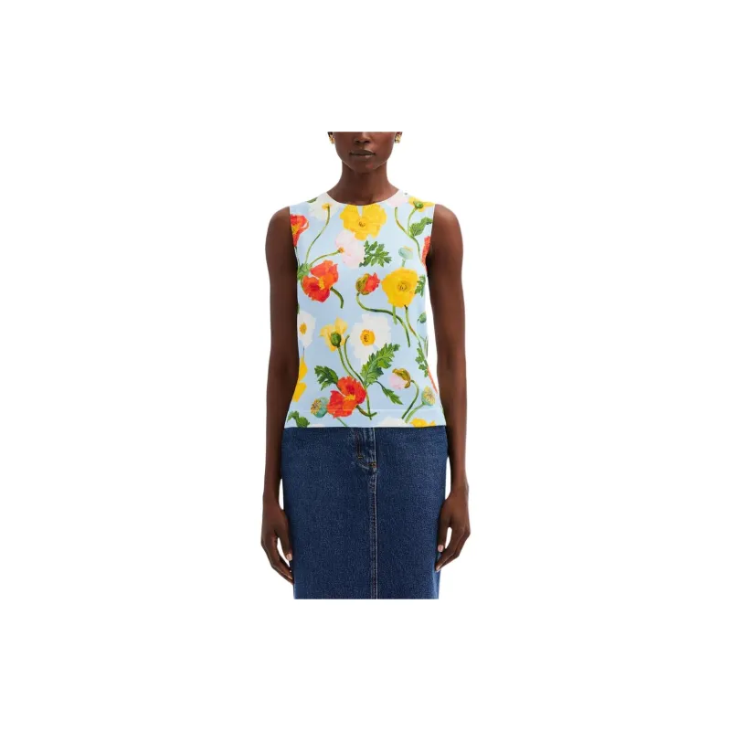 OSCAR DE LA RENTA Floral-print Round-neck Tank Top-1