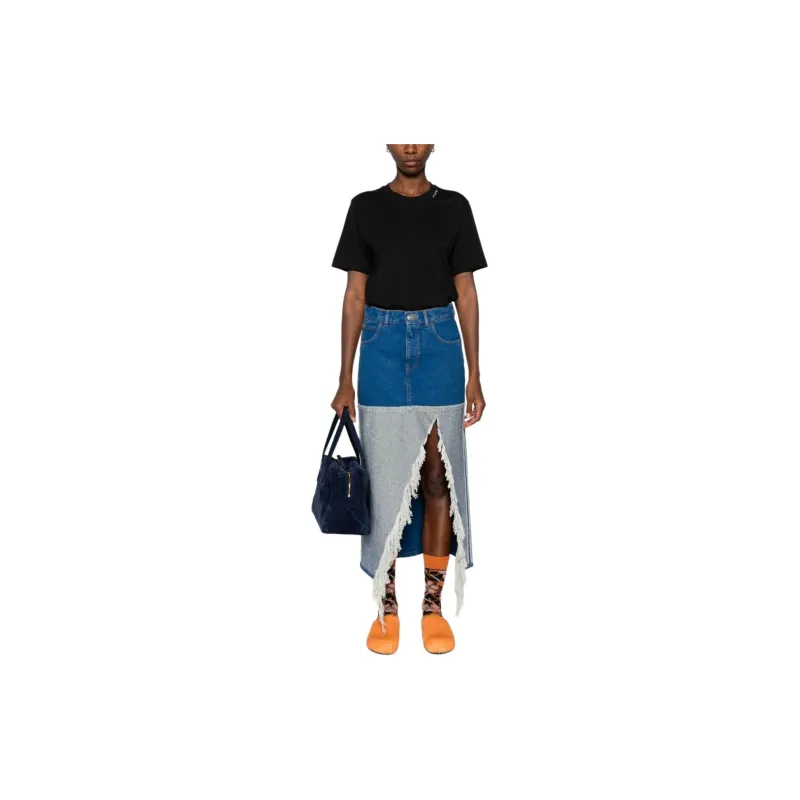 MARNI Bleached Coated Denim Skirt 'Ocean'-1