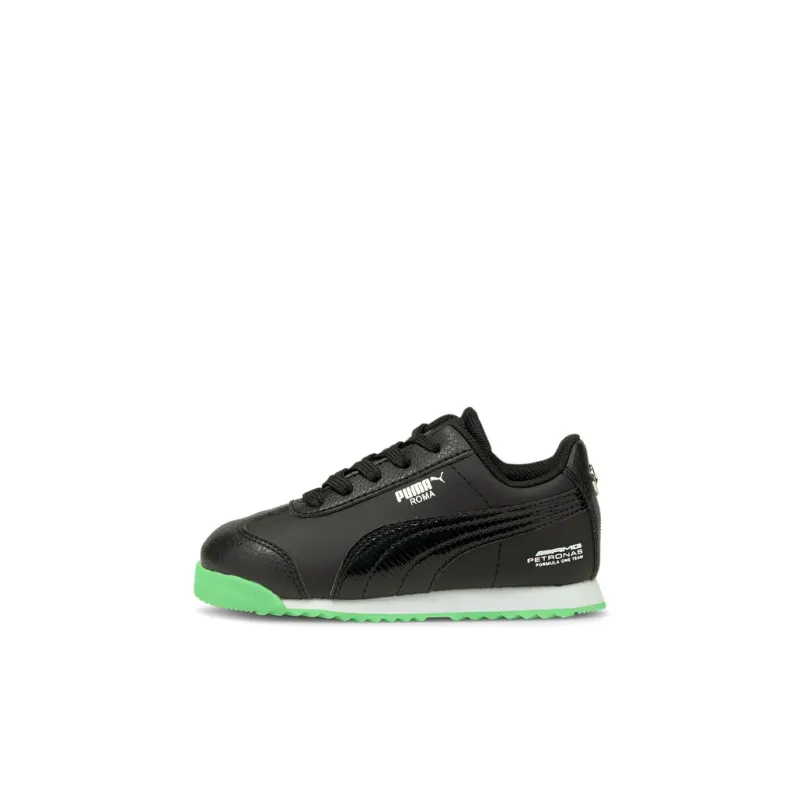 PUMA Mercedes Amg Petronas F1 Roma Anti-Slip Wear-Resistant Low-Top Toddler Shoes Black White Green Infant And Toddler-0