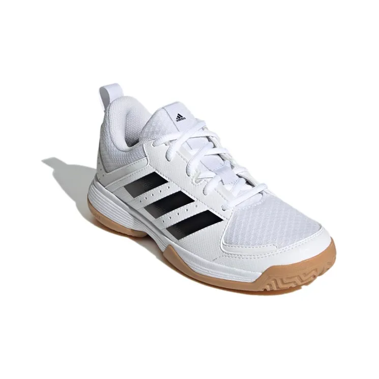 Adidas Ligra 7 Indoor J Anti-Slip Wear-Resistant Kids' Training Shoes White Black Teenagers-1