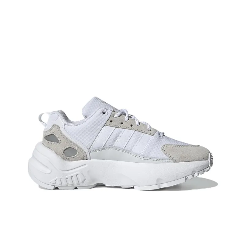 Adidas Originals ZX 22 Abrasion Resistant Breathable Low Top Kids' Running Shoes White Gray Teenagers-1