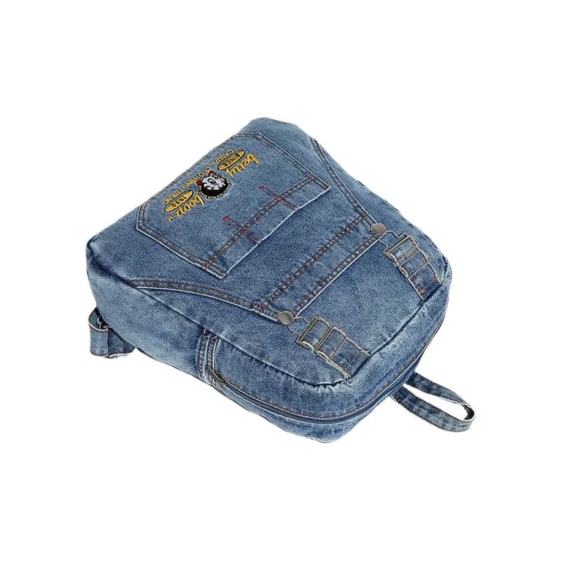 NOMK Denim Backpack Handbag Women's Blue-2