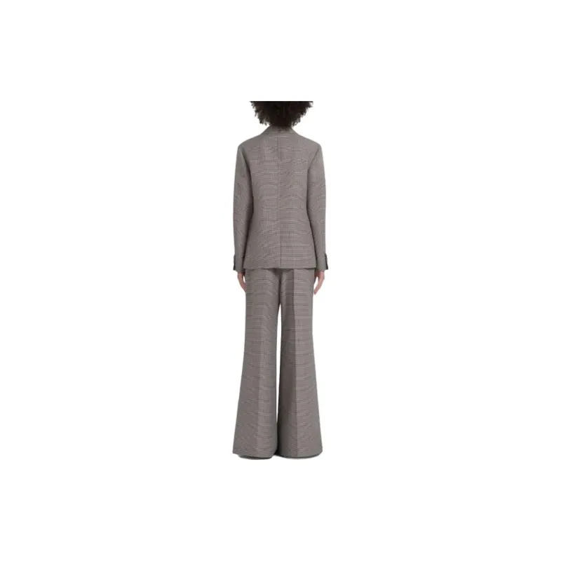 MARNI Logo Waistband Houndstooth Pattern Flared Trousers-2