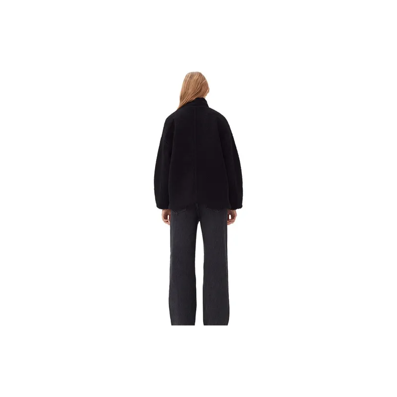 GANNI Velvet-feel Coat Women's Black-1