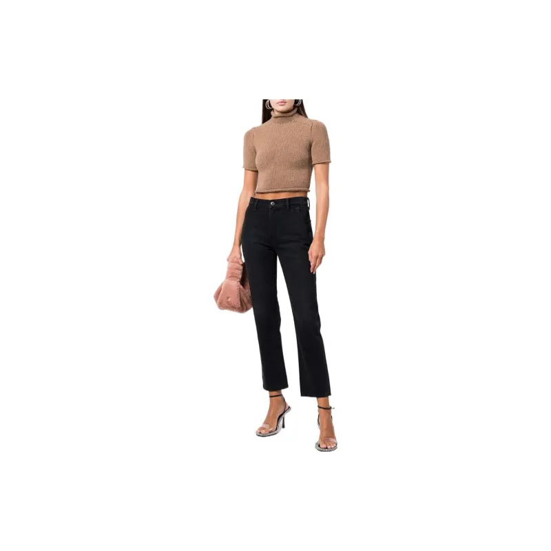 Alexander Wang Women's Cropped Compact Knit Sweater Campfire Brown-1