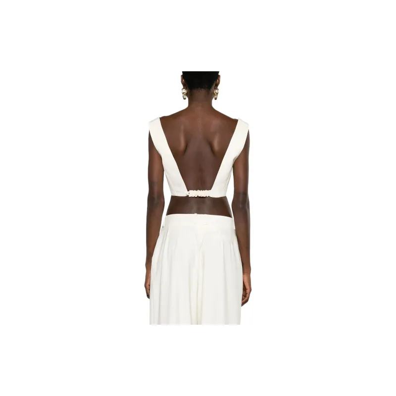 JIL SANDER V Neck Cropped Top-2
