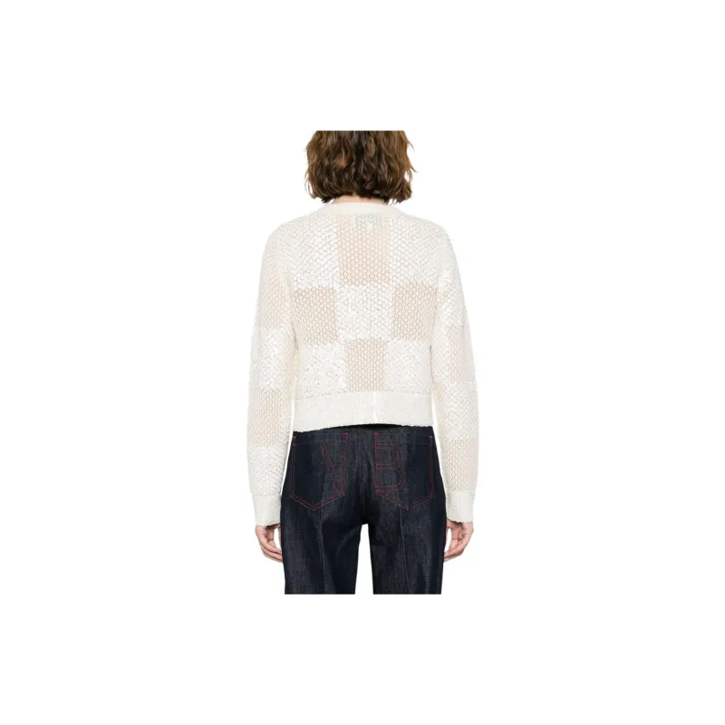 CASABLANCA Knitted Fabric Cardigan Women's Beige-1