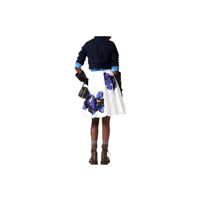 MIU MIU Poplin And Jersey Printed Skirt 'White/Purple'-2