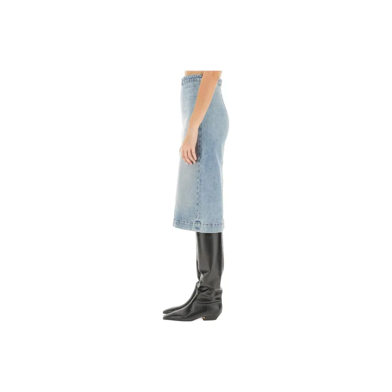 KHAITE Denim Long Skirts Women's Blue-4