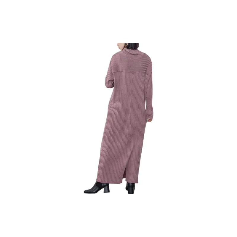 Beams Long Sleeved Dress Women's Purple-2