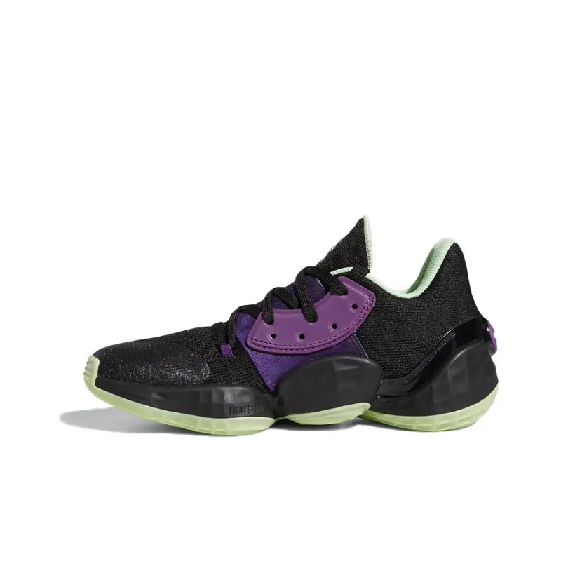 Adidas Harden Vol. 4 J Breathable Low Top Children's Basketball Shoes Black Purple Teenagers-0