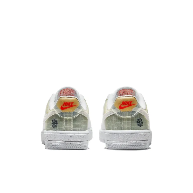 Nike Air Force 1 Carter Wear-Resistant Slip-Resistant Low-Top Skateboard Shoes White Orange Children Aged 3-7 Years Old-4
