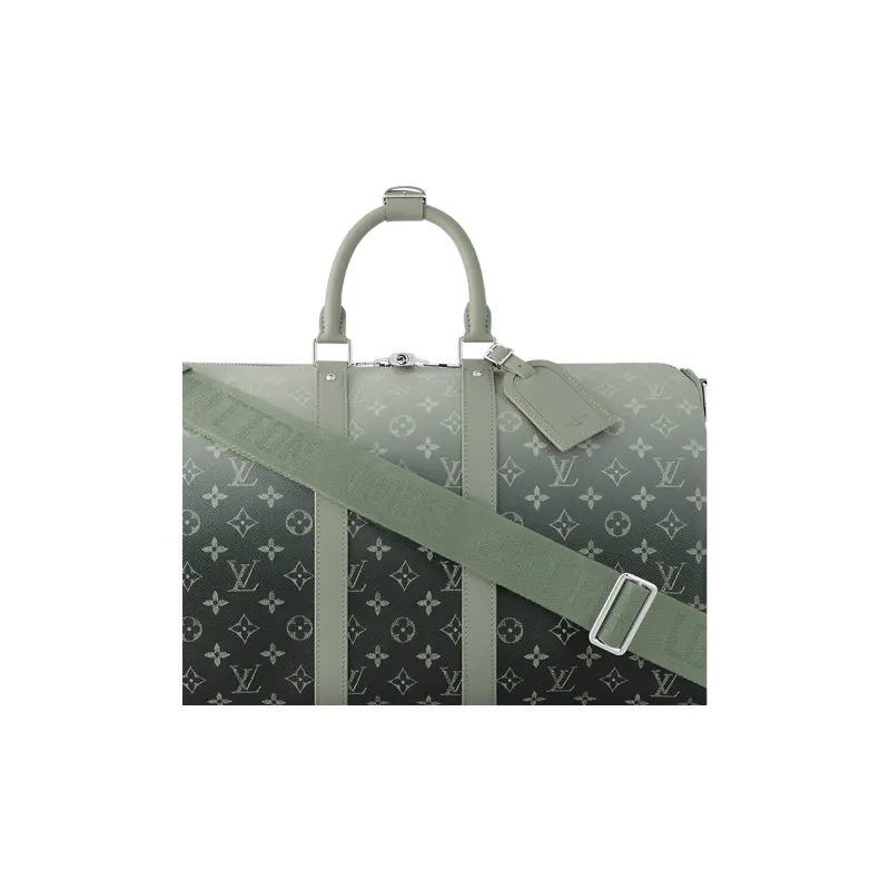 LOUIS VUITTON KeepallBandoulière Coated Canvas Handbag Shoulder Bag Crossbody Bag Travel Bag Men's Gradient Green-3