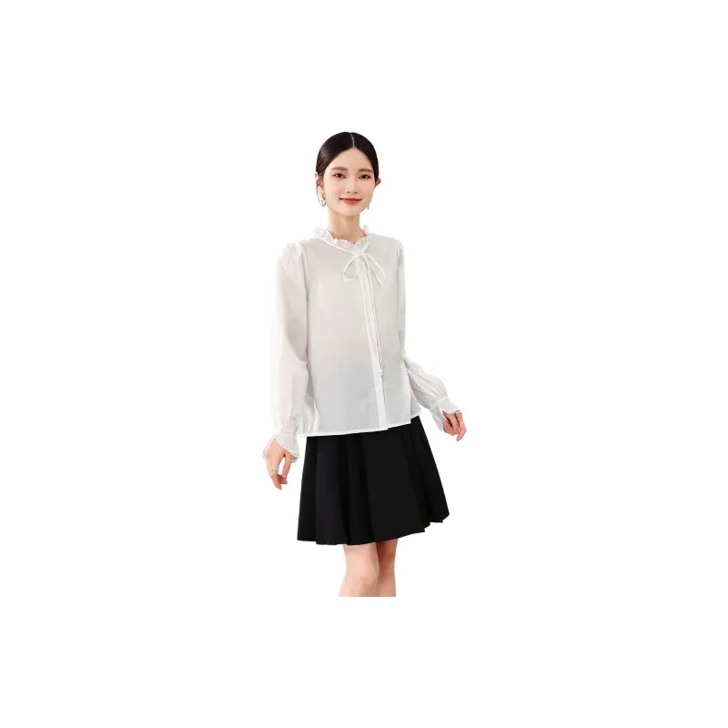 IVENI Skirt Set Women's White Top And Black Bottom-4