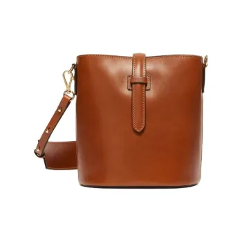 MaxMara Tanned Leather Bucket Bags Shoulder Bag Crossbody Bag Small Size Women's Brown