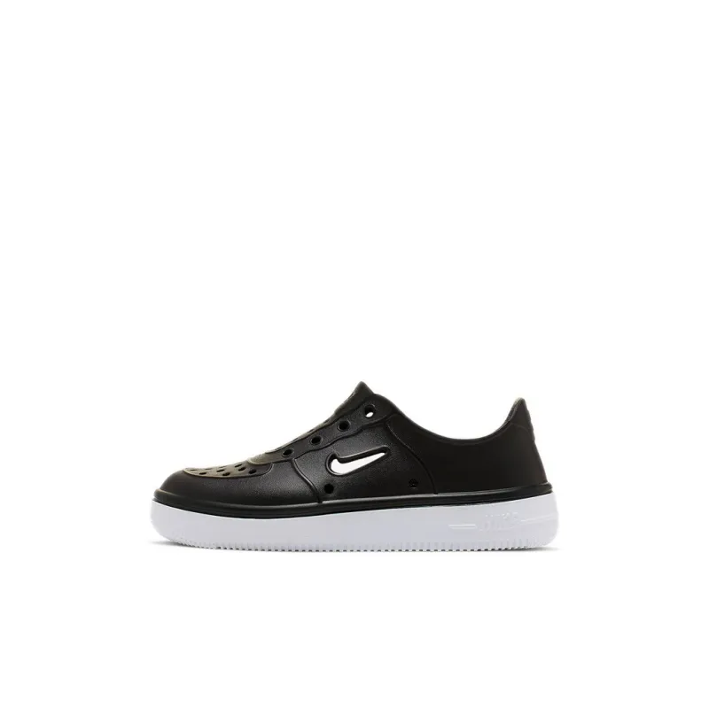 Nike Air Force 1 Breathable And Lightweight Low Top Skateboard Shoes Black White Children Aged 3 7 Years Old-0