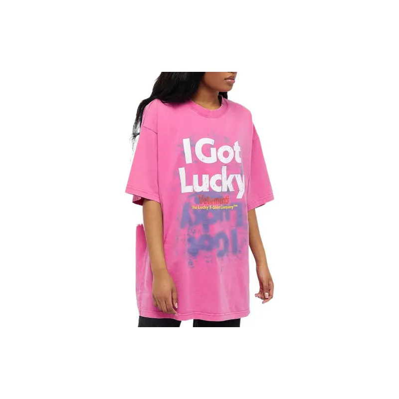 Vetements I Got Lucky T Shirt 'Washed Pink'-2