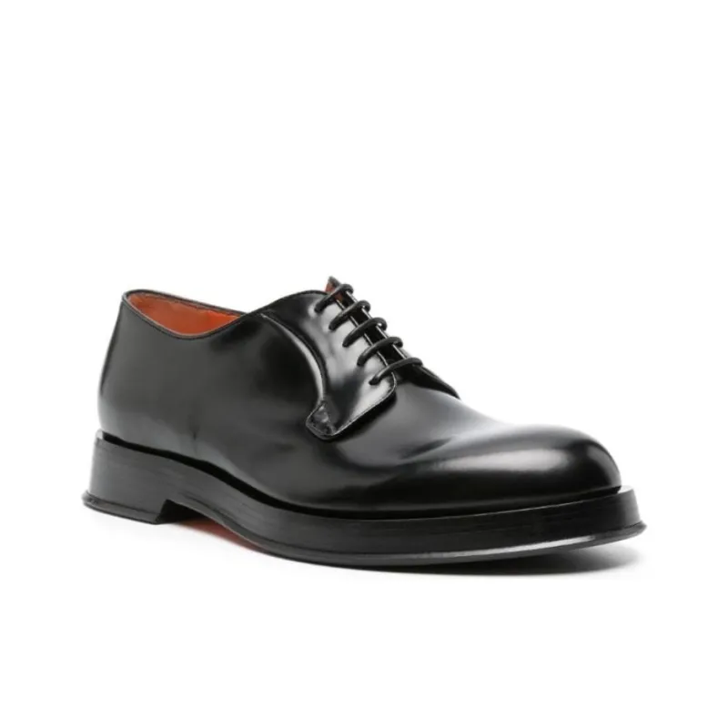 Santoni Block Heel Lace Up Derby Shoes-3