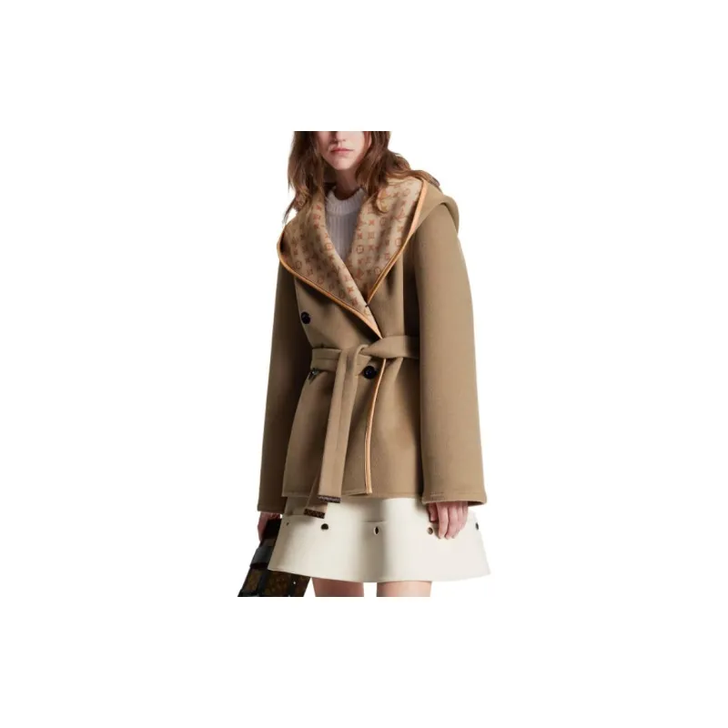 LOUIS VUITTON 1ABT6Z 3D Monogram Double Breasted Wrap Coat-3