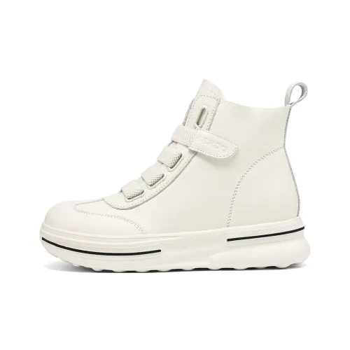 BOERDIQI Lightweight Height Increasing High Top Casual Shoes Women's Ecru