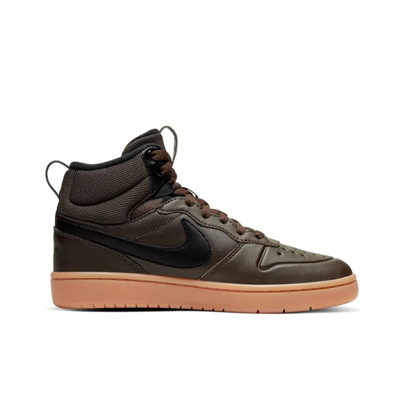 Nike Fly By Mid 2 Slip Resistant Cushioning Wear Resistant Mid Top Kids' Skateboarding Shoes Dark Brown Teenagers-1