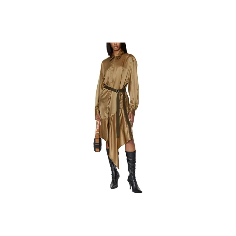 DIESEL Long Sleeved Dresses Women's Gold Brown-2