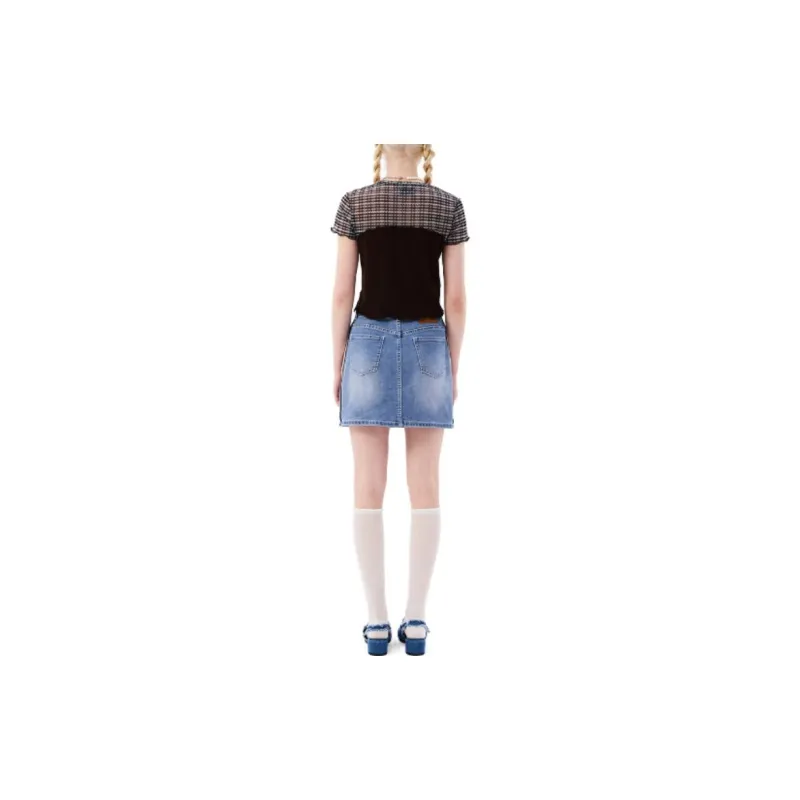 Kirsh FW23 Denim Short Skirts Women's Light Blue-3