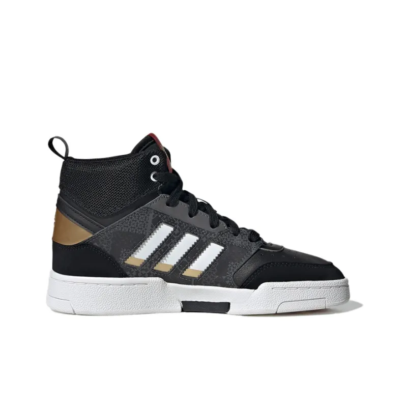 Adidas Originals Drop Step J Abrasion Resistant High Top Skateboard Shoes Black Red Teenagers-1