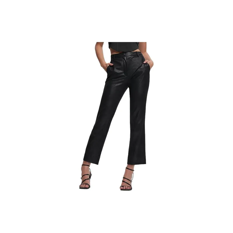 GUESS SS24 Eco Zoe Faux-Suede Straight Pants Casual Pants Women's Black-1