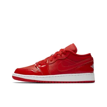 Jordan Air Jordan 1 Wear Resistant Low Top Children's Basketball Shoes University Red White Teenagers