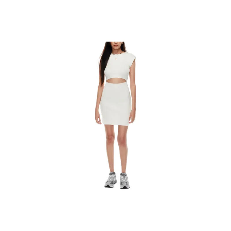 ARITZIA Wilfred Free Cut-Out Knit Mini Dress Short-Sleeved Dresses Women's Space White-2