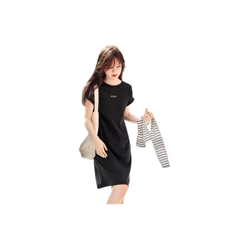 Mo Han Yi Mei Short Sleeved Dress Women's Black-2
