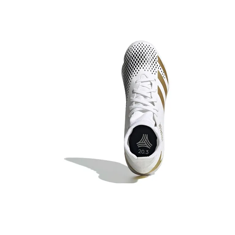 Adidas PREDATOR Series Anti-Slip Wear-Resistant Mid-Top Kids' Soccer Shoes White Gold Kids'-3