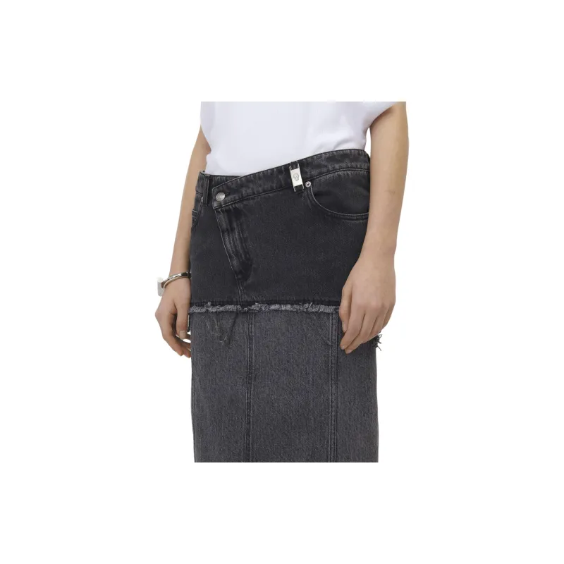 Alexander McQueen Two Toned Raw Edge Denim Skirt-4