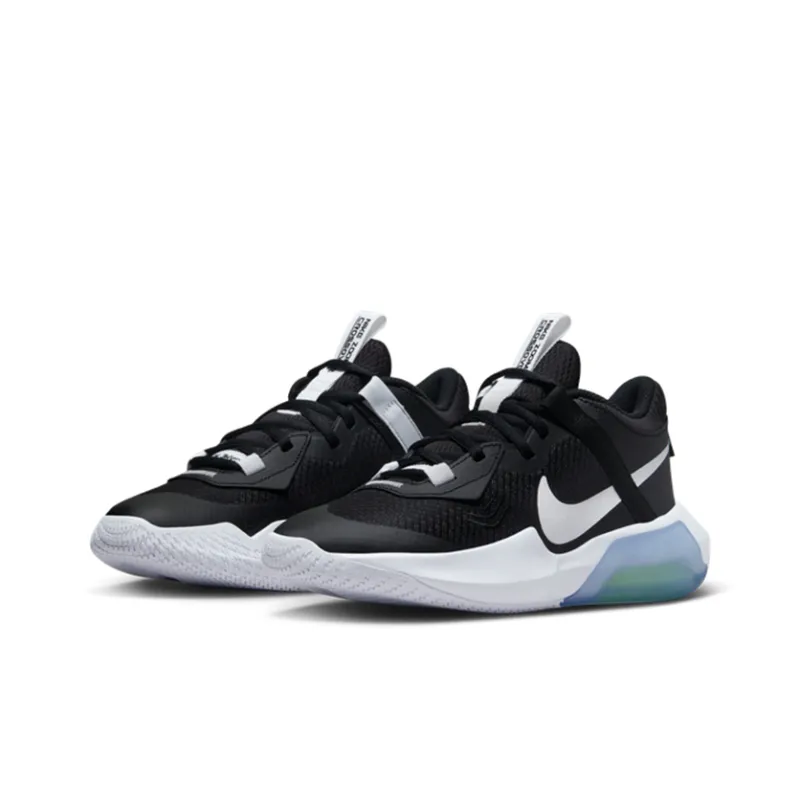 Nike Game Ready Cushioning, Wear Resistant Low Top Children's Basketball Shoes White Black Blue Unisex-5