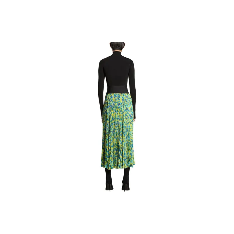 Balenciaga Logo Waistband Floral Print Skirt-3