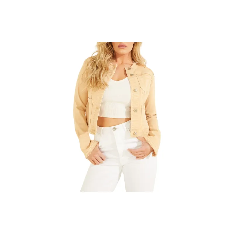 GUESS Eco Layla Denim Jacket Jackets Coats Women's Beige-2
