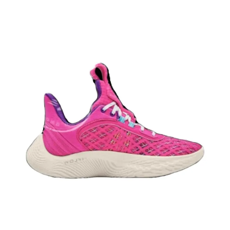 SESAME STREET x Under Armour Curry 9 Flow Cushioning, Wear Resistant Low Top Children's Basketball Shoes Pink Unisex-3