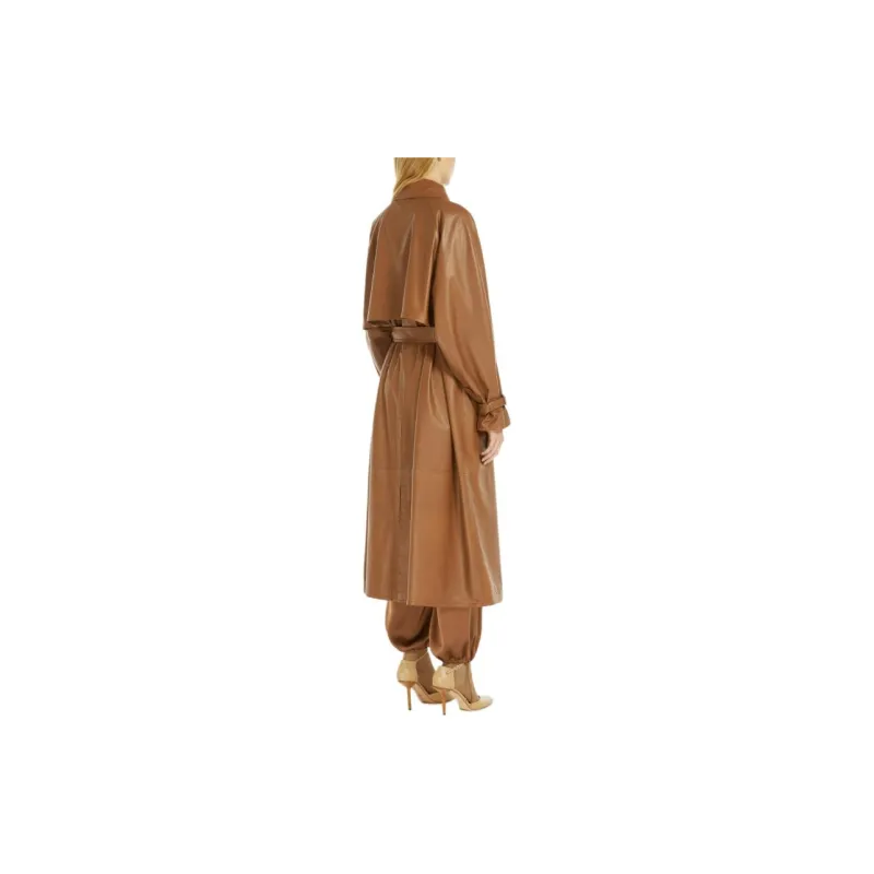 MaxMara Ande Collection Trench Coat In Matte Nappa Trench Coat Women's Brown-2