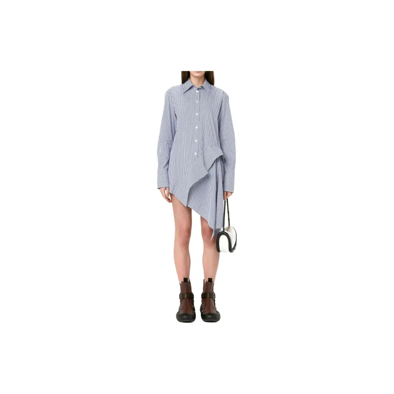 JW Anderson Striped Long Sleeved Asymmetric Draped Shirt-2