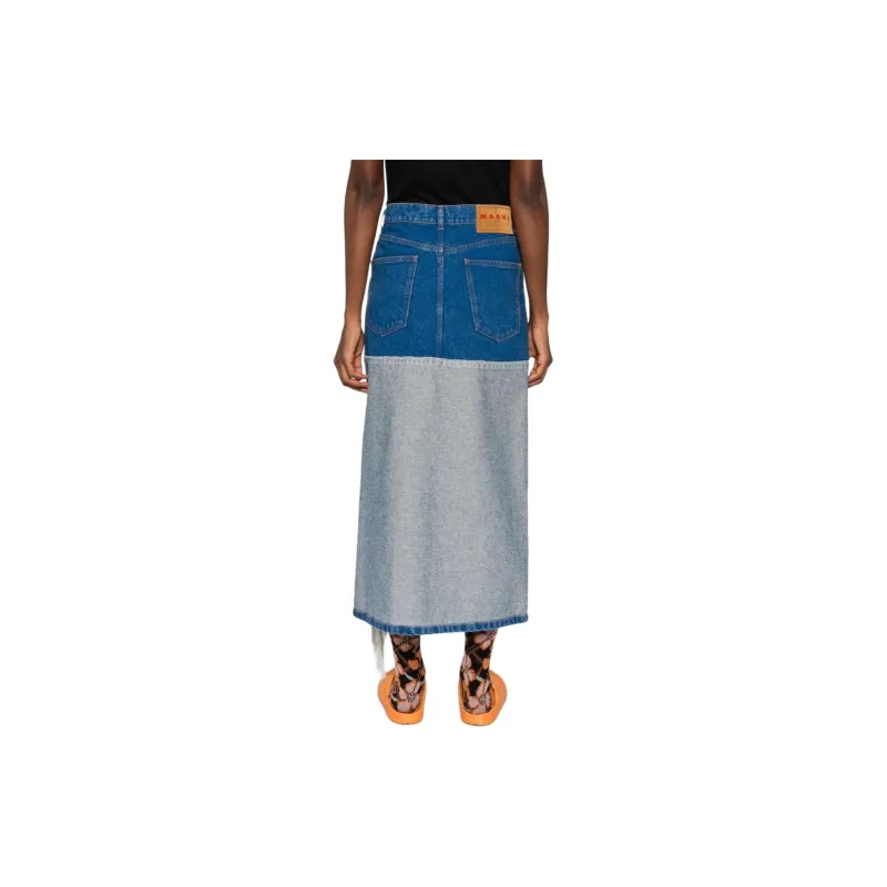 MARNI Bleached Coated Denim Skirt 'Ocean'-3