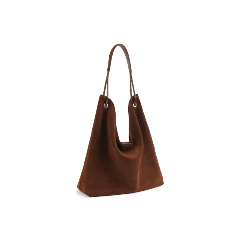 YOCAMU Matte Cowhide Leather Shoulder Bag Regular Unisex Wicker Pine Green-2