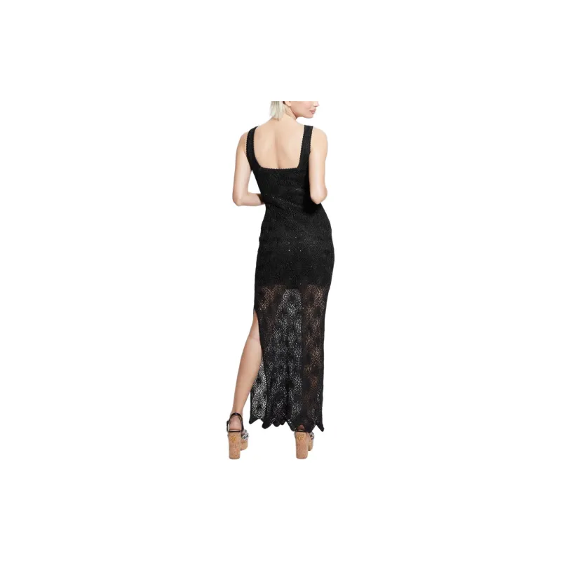 GUESS Liza Crochet Maxi Dress Slip Dresses Women's Black-2