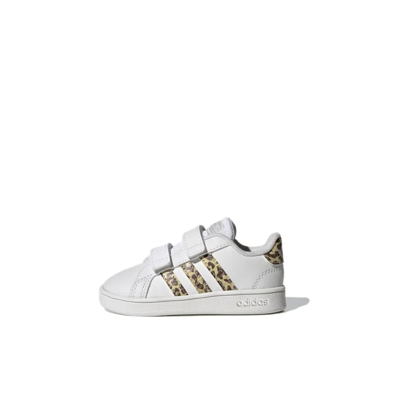 Adidas Neo GRAND COURT Abrasion Resistant Low Top Skateboard Shoes White Gold Infant And Toddler-0