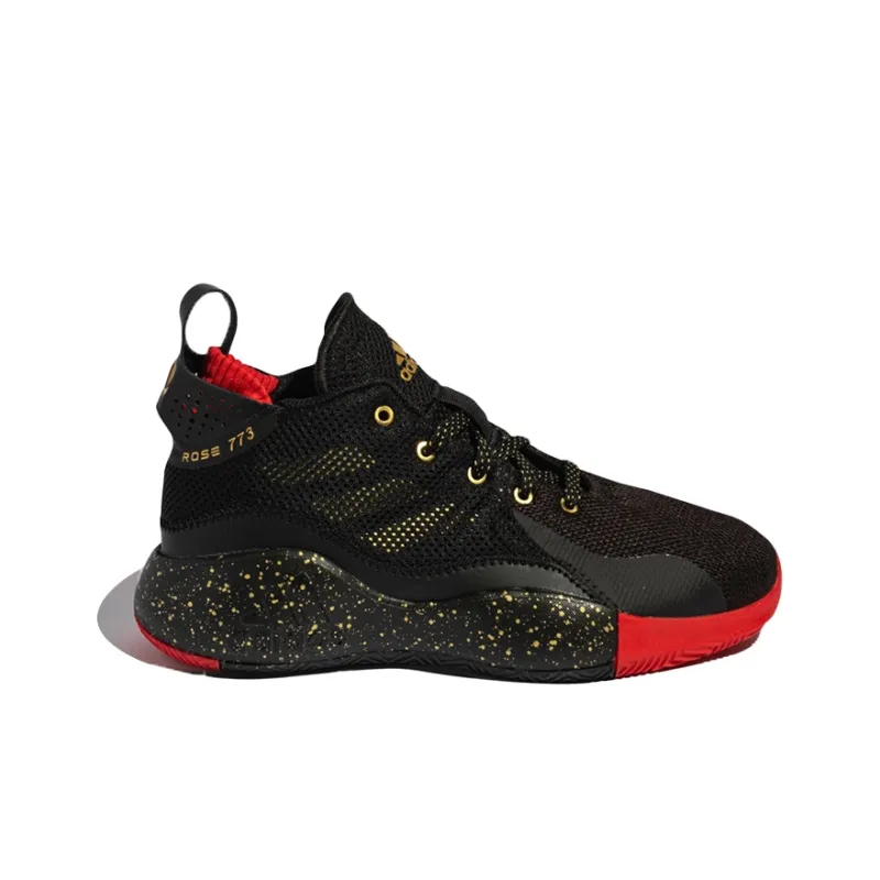 Adidas D Rose 773 J Slip Resistant Cushioning Wear Resistant Low Top Basketball Shoes Black Red 2020 Edition Teenagers-1